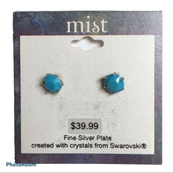 Mist Jewelry - Mist Swarovski Silver Turquoise Earrings New